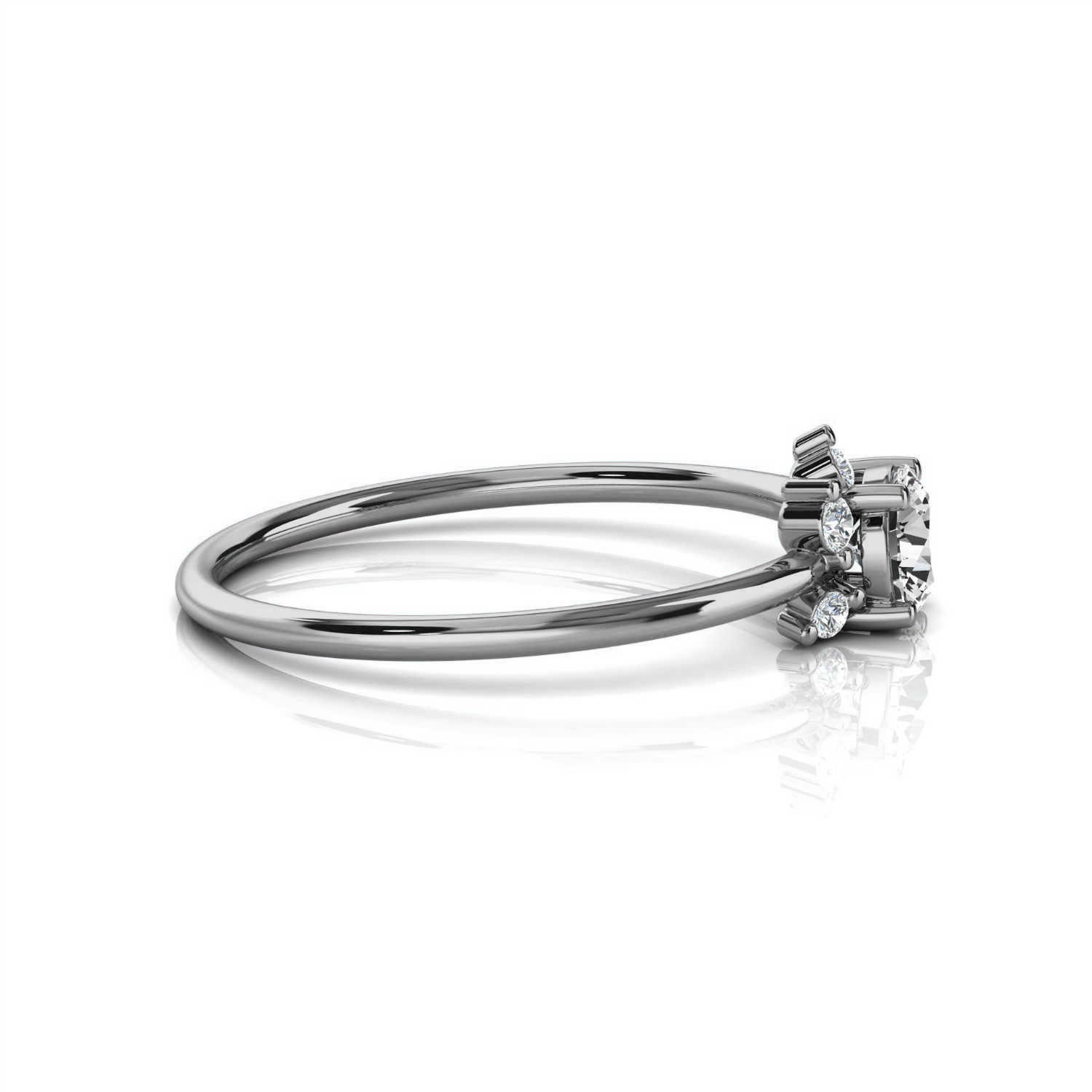 14K White Gold Pernella Petite Earthy Organic Design Lab Grown Diamond Ring (1/20 ct. tw)